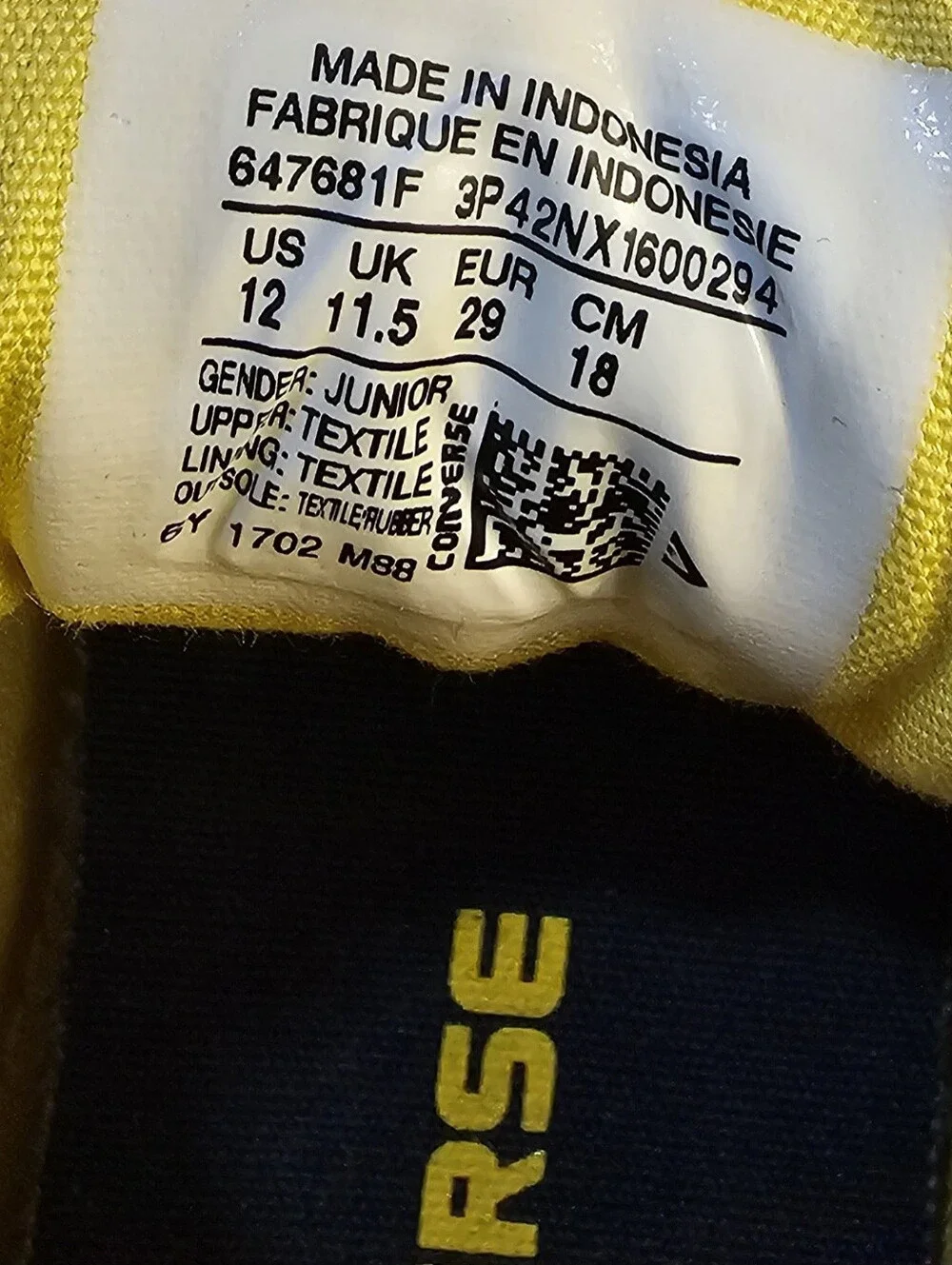 NWOT Converse All Star Junior Size 12 - padded type, Mid/High Top (no box)